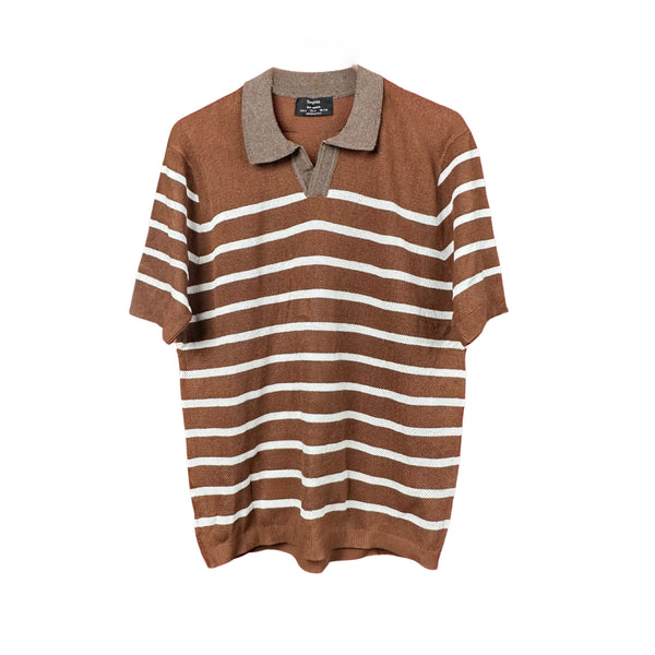 Textured short sleeve polo shirt